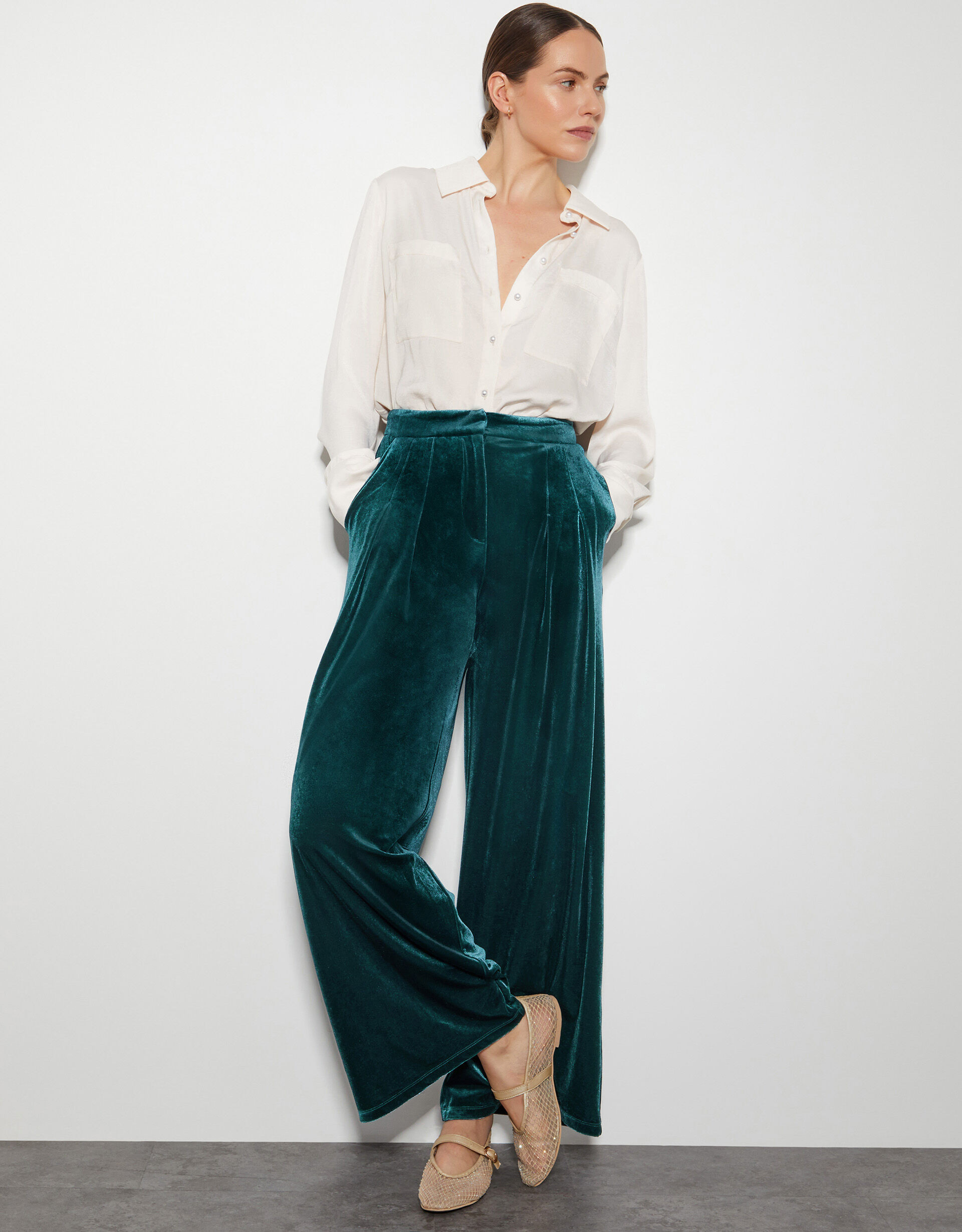 Valery Wide Leg Velvet Trousers | Monsoon (UK)
