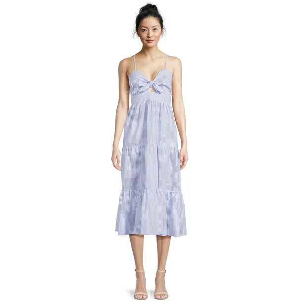 Time and Tru Women's Sleeveless Tie Bodice Midi Dress - Walmart.com | Walmart (US)