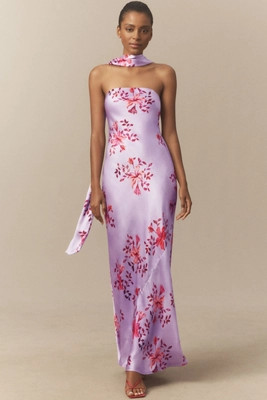 BHLDN Nesta Strapless Scarf Satin Slip Dress | Anthropologie (US)