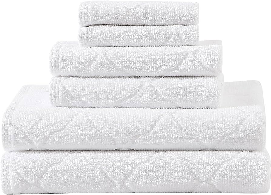 Laura Ashley Set Absorbent & Fade Resistant Cotton Towels, Farmhouse Bathroom Decor, 6 Piece, Mau... | Amazon (US)