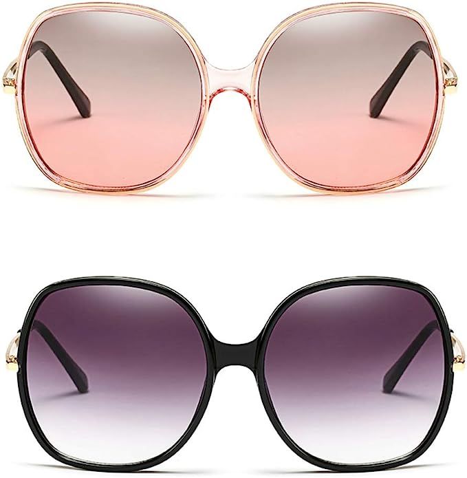 Freckles Mark 70s Super Oversize Square Sunglasses for Women Vintage Rectangular Plastic Frame   ... | Amazon (US)