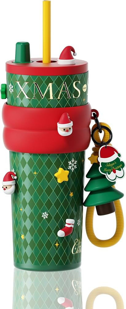 24 oz Christmas Tumbler with Lid and Straw, Insulated Coffee Mug Leak Proof, Portable Iced Water ... | Amazon (US)