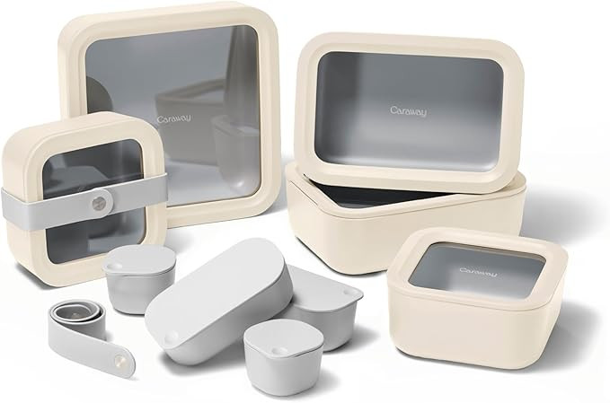 Caraway 14pc Glass Food Storage Container Set - Easy to Store, Non Toxic Lunch Box - with Glass L... | Amazon (US)