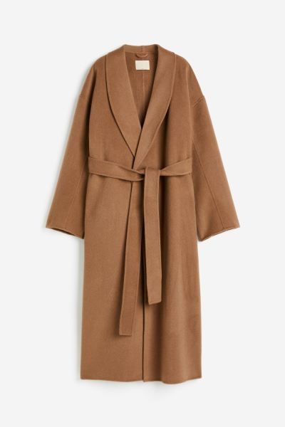 Felted wool coat - Dark beige - Ladies | H&M GB | H&M (UK, MY, IN, SG, PH, TW, HK)