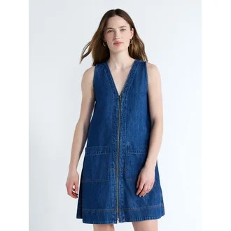 Free Assembly Women's and Women's Plus Sleeveless Denim A Line Mini Dress, Sizes XS-4X | Walmart (US)