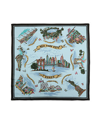 Women's New York Map Printed Silk Square Scarf | Macy's