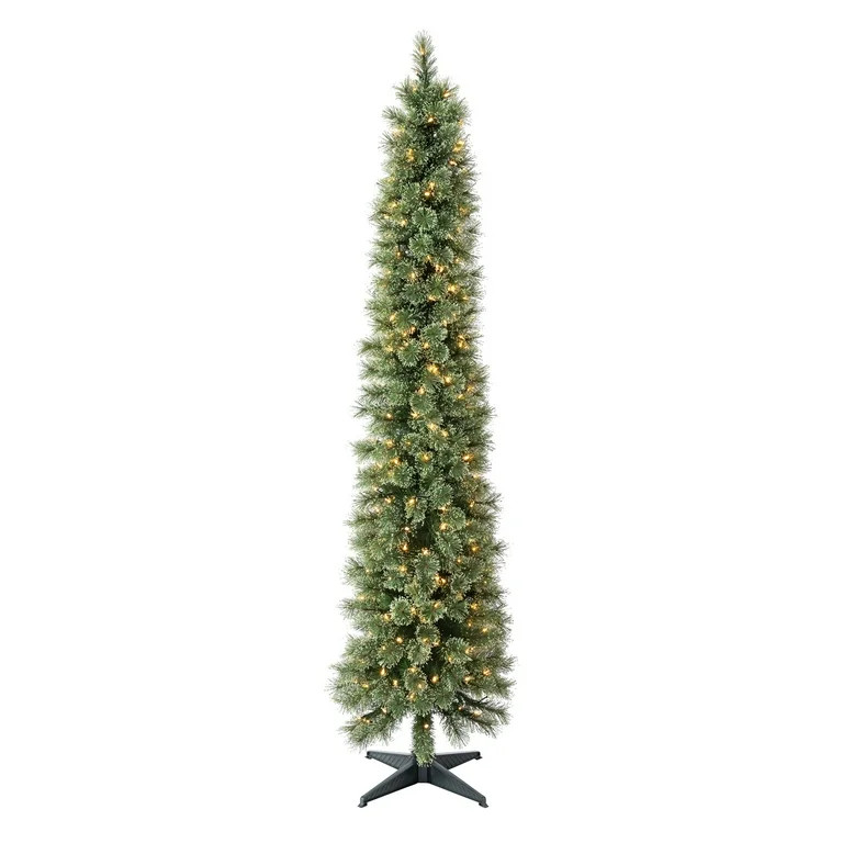 7' Pre-Lit Shelton Cashmere Pencil Fir Green Artificial Christmas Tree with Warm White LED Lights... | Walmart (US)