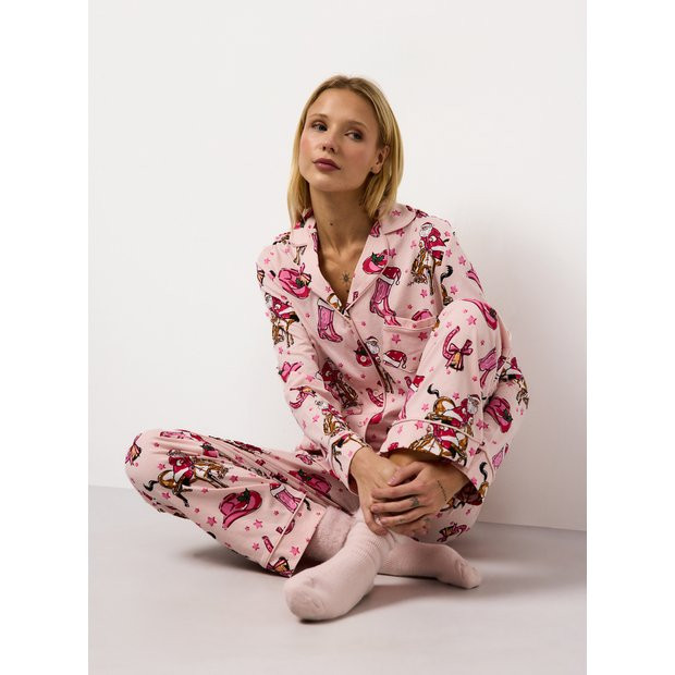 Mini Me Pink Jingle Horse Traditional Pyjama Set XL | Tu Clothing