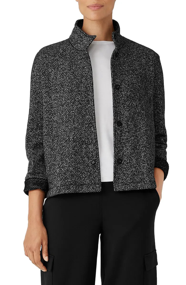 Eileen Fisher Stand Collar Organic Cotton Terry Jacket | Nordstromrack | Nordstrom Rack