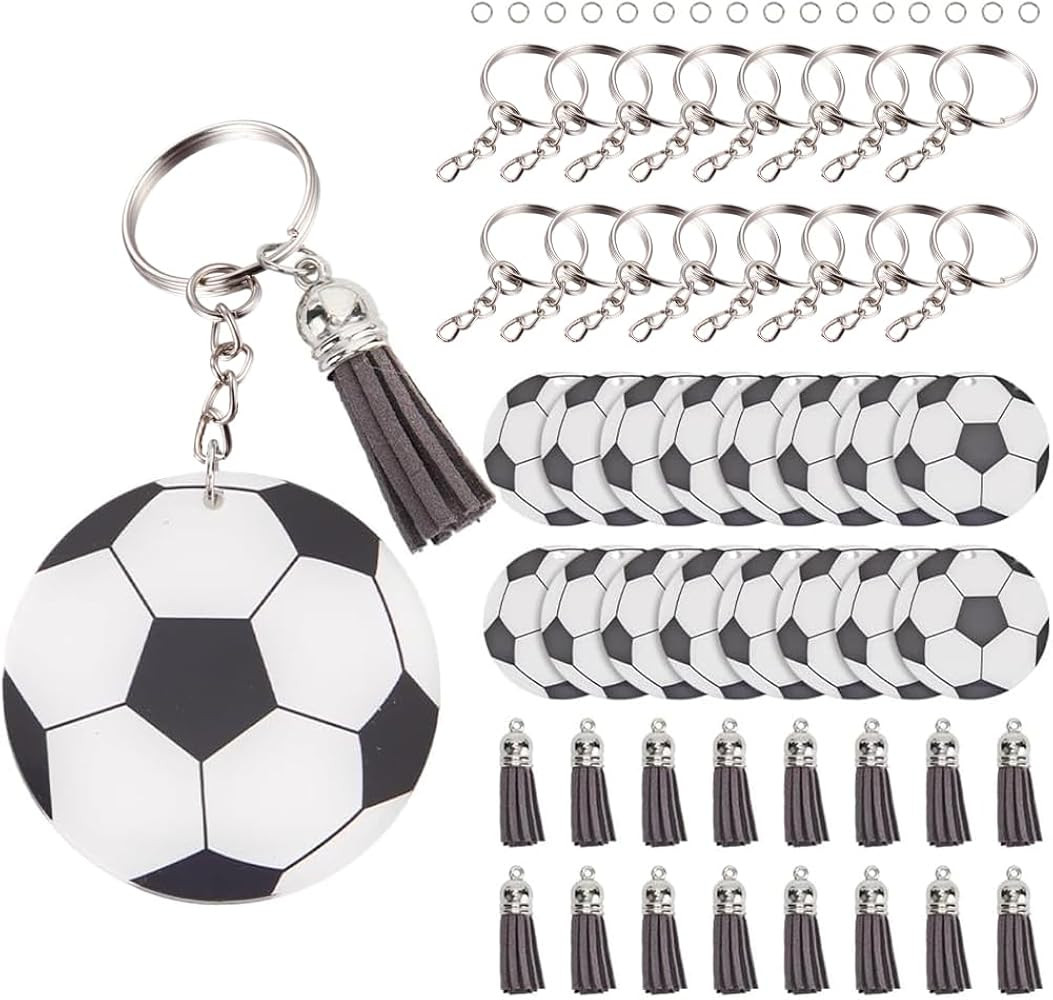 1 Box 64pcs Keychain Kits Sports Soccer Keychains Diy Acrylic Football Sport Themed Team Flatback... | Amazon (US)