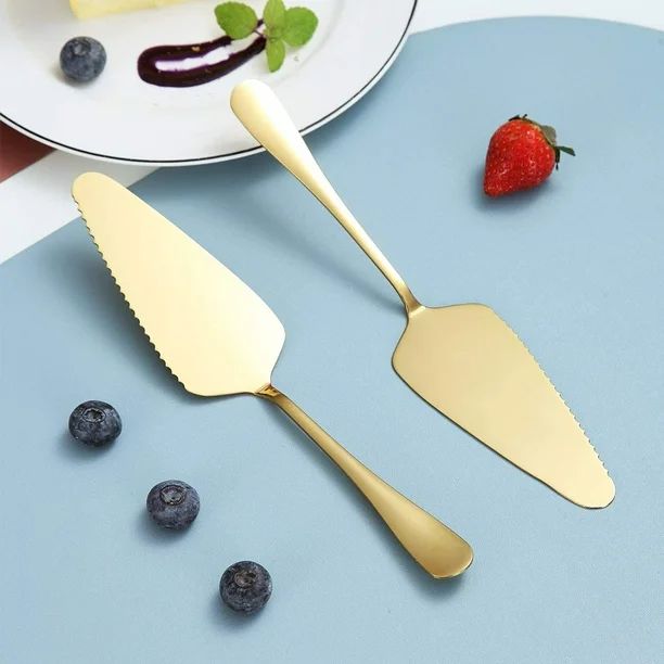 Gold Cake Pie Pastry Server Pack Of 2, Wedding Cake Knife And Server Set, Stainless Steel Golden ... | Walmart (US)