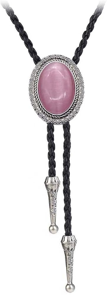 Oval Natural Stone Pendant Bolo Tie Necklace Retro Gothic Style Necktie Necklace Gift | Amazon (US)