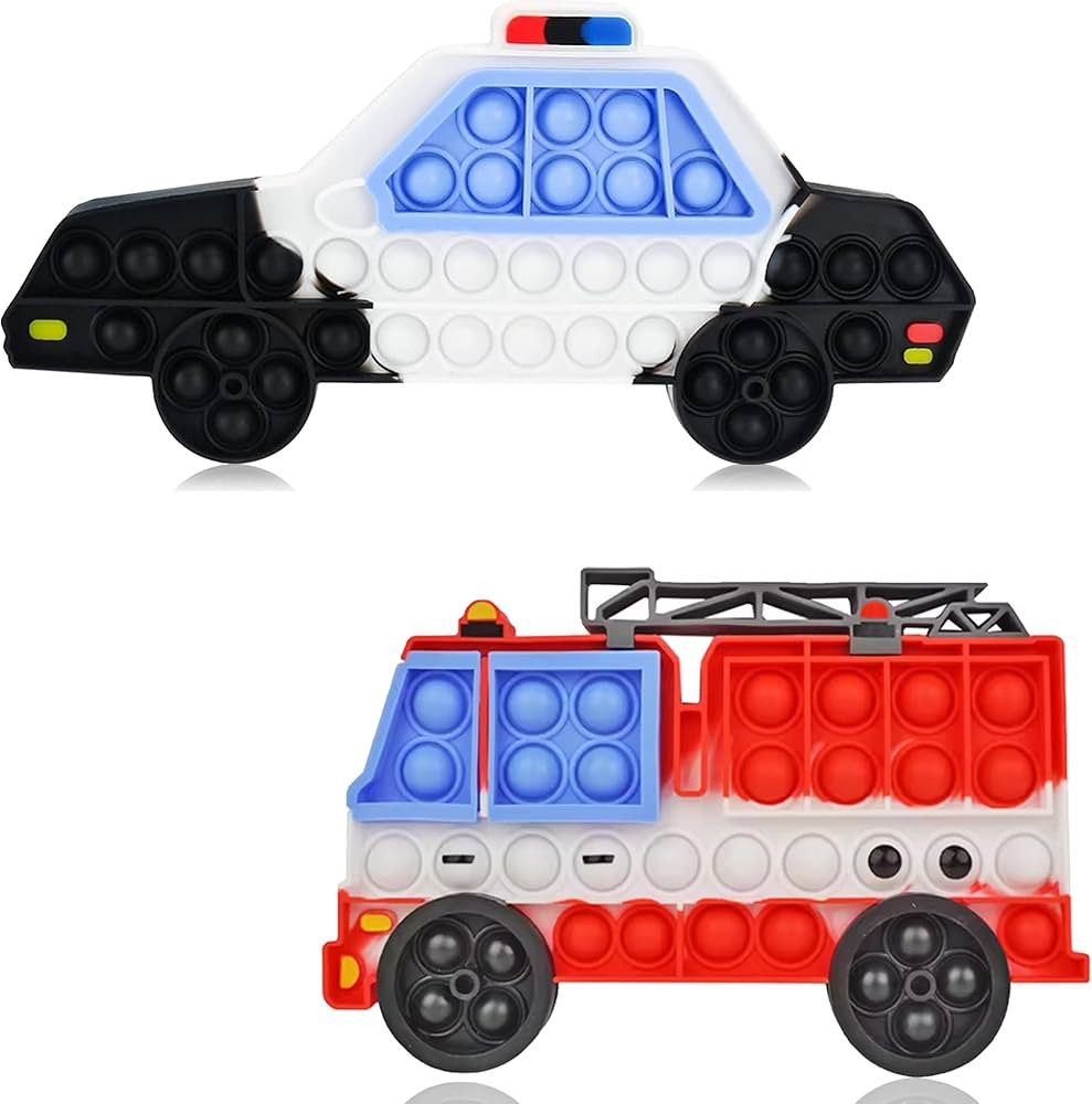 2 Packs Fidget Toys for Kids Boys, Push Bubble Sensory Toy Police Car and Fire Truck Squeeze Sili... | Amazon (US)