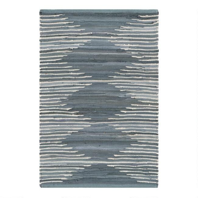 Blue Diamond Woven Cotton Area Rug | World Market
