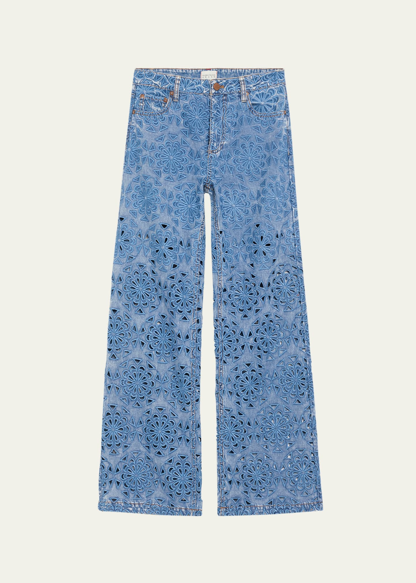 ALICE + OLIVIA Weezy Laser-Cut Wide-Leg Jeans | Bergdorf Goodman