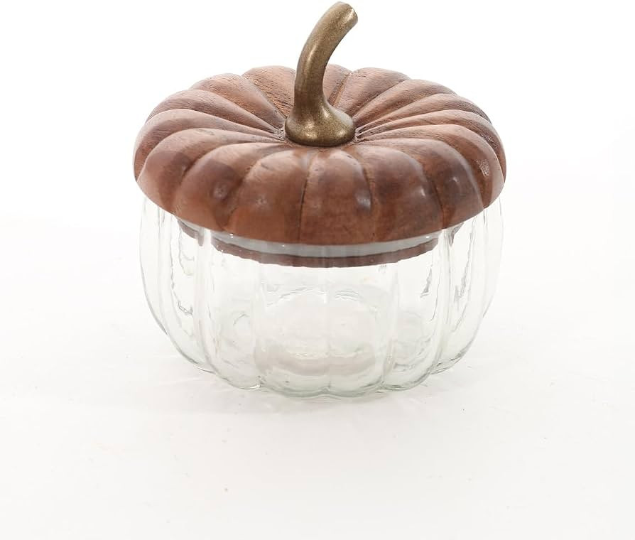 Godinger Pumpkin Storage Jar, Storage Container, Halloween Jar, with Acacia Wood Lid Fall Decor f... | Amazon (US)