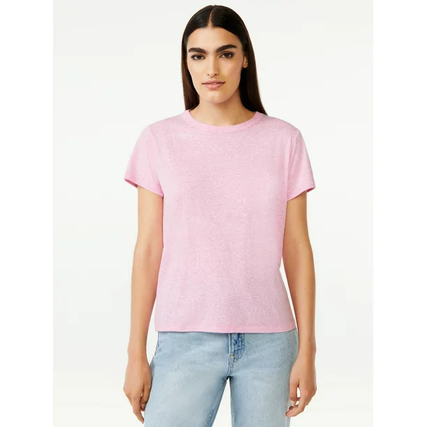 Free Assembly Women's Ringer Tee with Short Sleeves, Sizes XS-XXXL | Walmart (US)