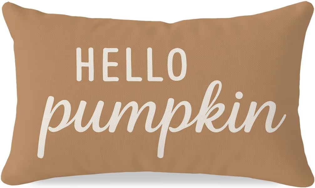 PANDICORN Fall Throw Pillow Covers 12x20, Hello Pumpkin Warm Caramel Lumbar Decorative Cushion Ca... | Amazon (US)