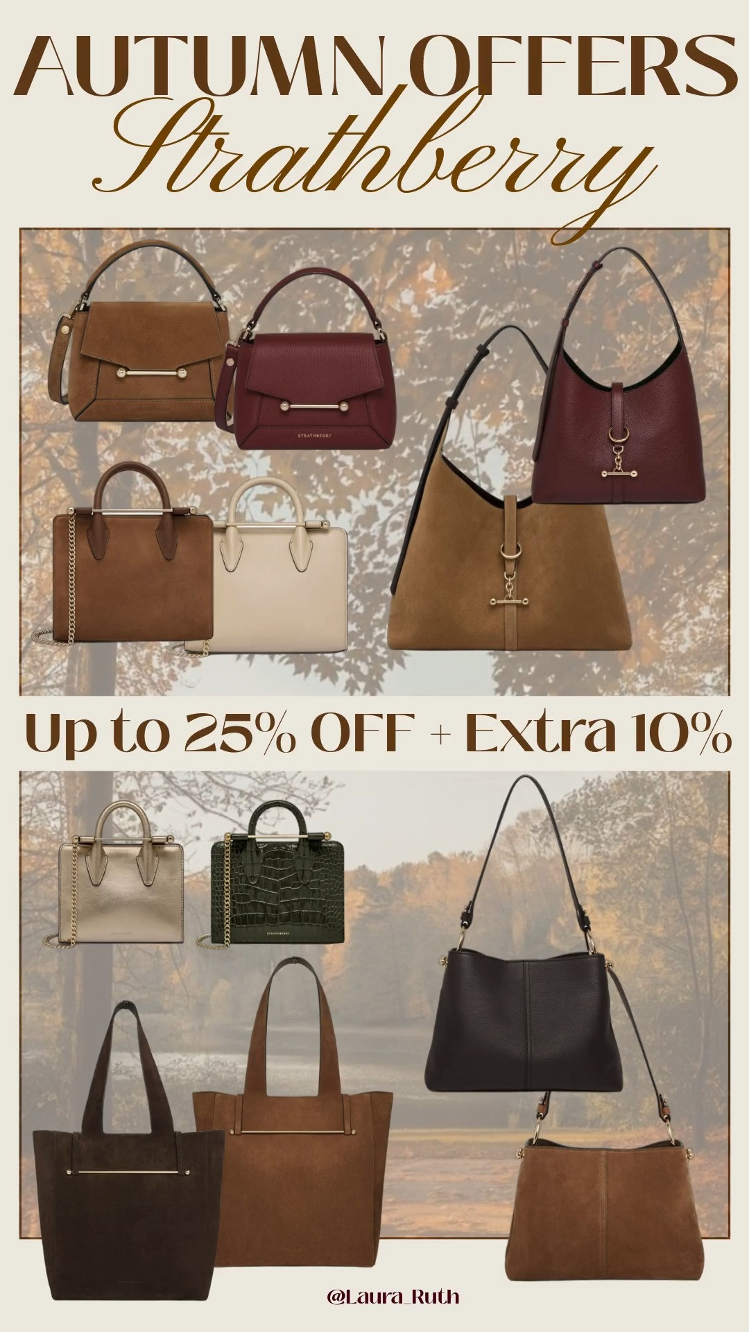 Strathberry Autumn Bag Offers Must End TODAY! With up to 25% off this seasons must haves and now with an extra 10% off automatically applied at checkout!  

 #LTKautumn #LTKsale #LTKbag