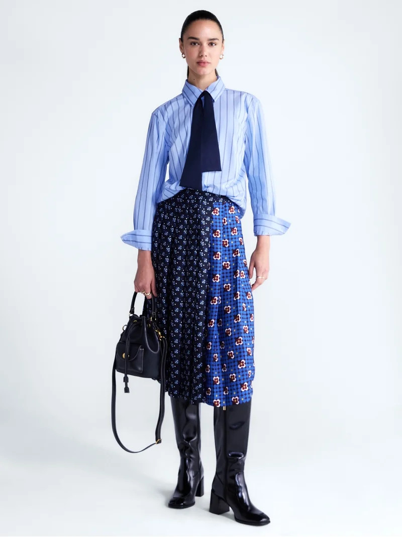 Free Assembly Women's Button Front Shirt with Satin Tie, Sizes XS-4X | Walmart (US)