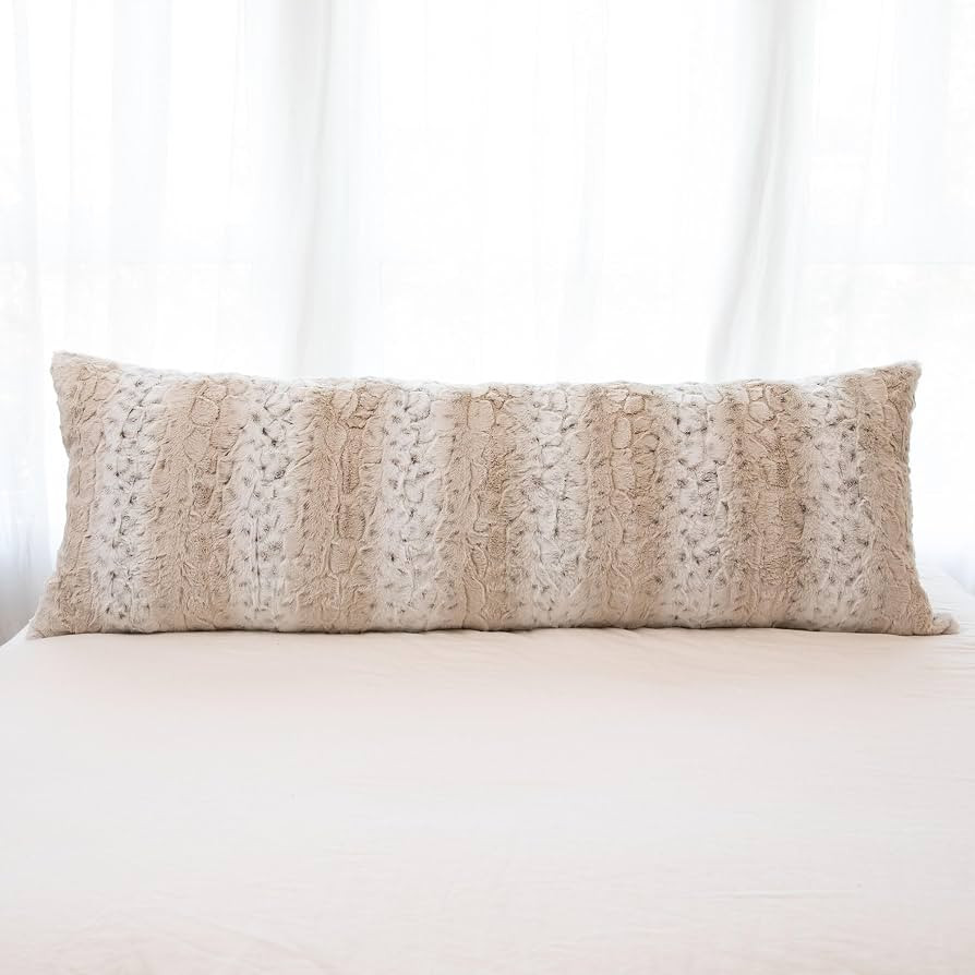 Cheer Collection Faux Fur Body Pillow with Insert \u2013 20\u201d x 54\u201d Decorative Long Leop... | Amazon (US)