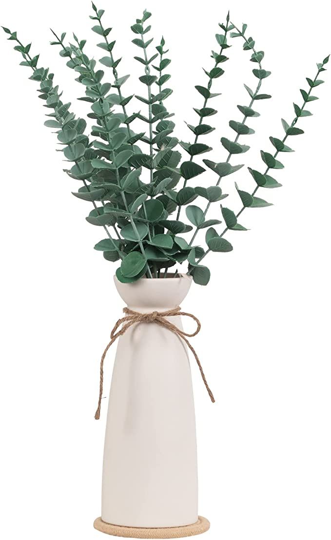 Holensun White Ceramic Vase for Decor 9 Inch Flower Vase for Modern Home Boho Living Room Table M... | Amazon (US)