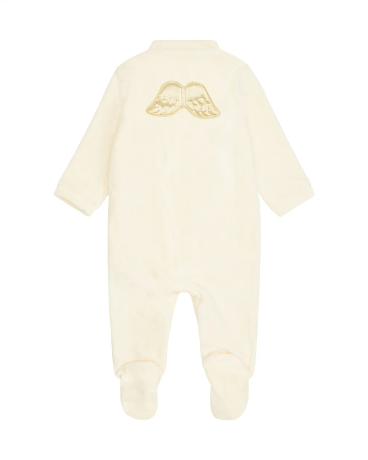 Velour Angel Wing Sleepsuit in Gold & Cream | Over The Moon