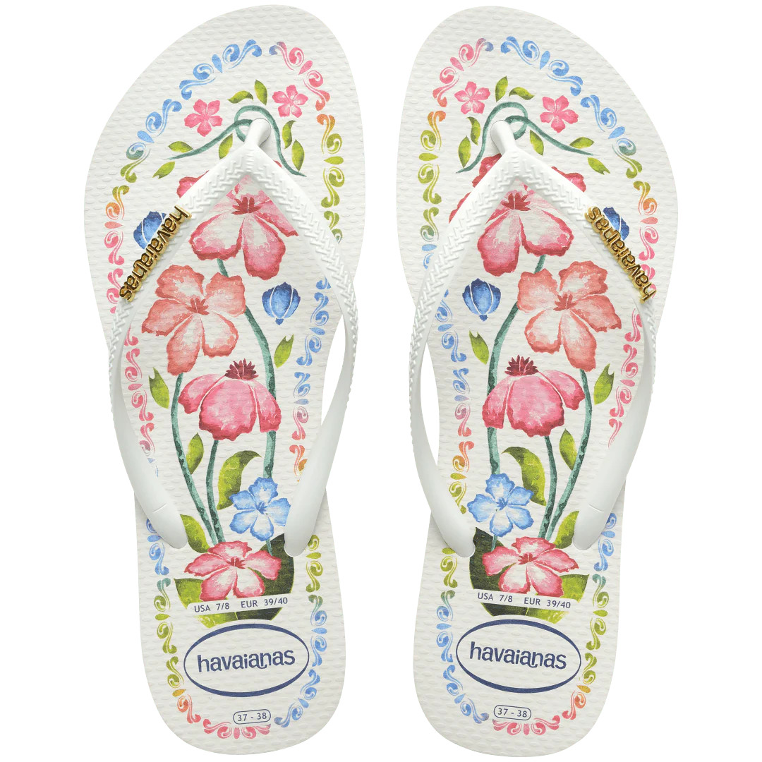 Women's Tropicalia Vibes Slim Flip Flops White | Havaianas | Havaianas
