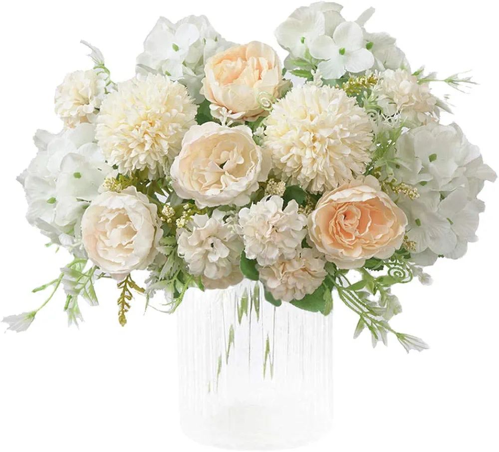 Amazon.com: KIRIFLY Artificial Flowers, Fake Peony Silk Hydrangea Bouquet Decor Plastic Carnations R | Amazon (US)