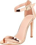 Cambridge Select Women's Classic Single Band Ankle Strap Stiletto High Heel Sandal,10,Rose Gold Pu | Amazon (US)