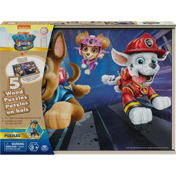 Paw Patrol: The Movie 5-Pack Of Wood Jigsaw Puzzles For Kids 3 and up - Walmart.com | Walmart (US)