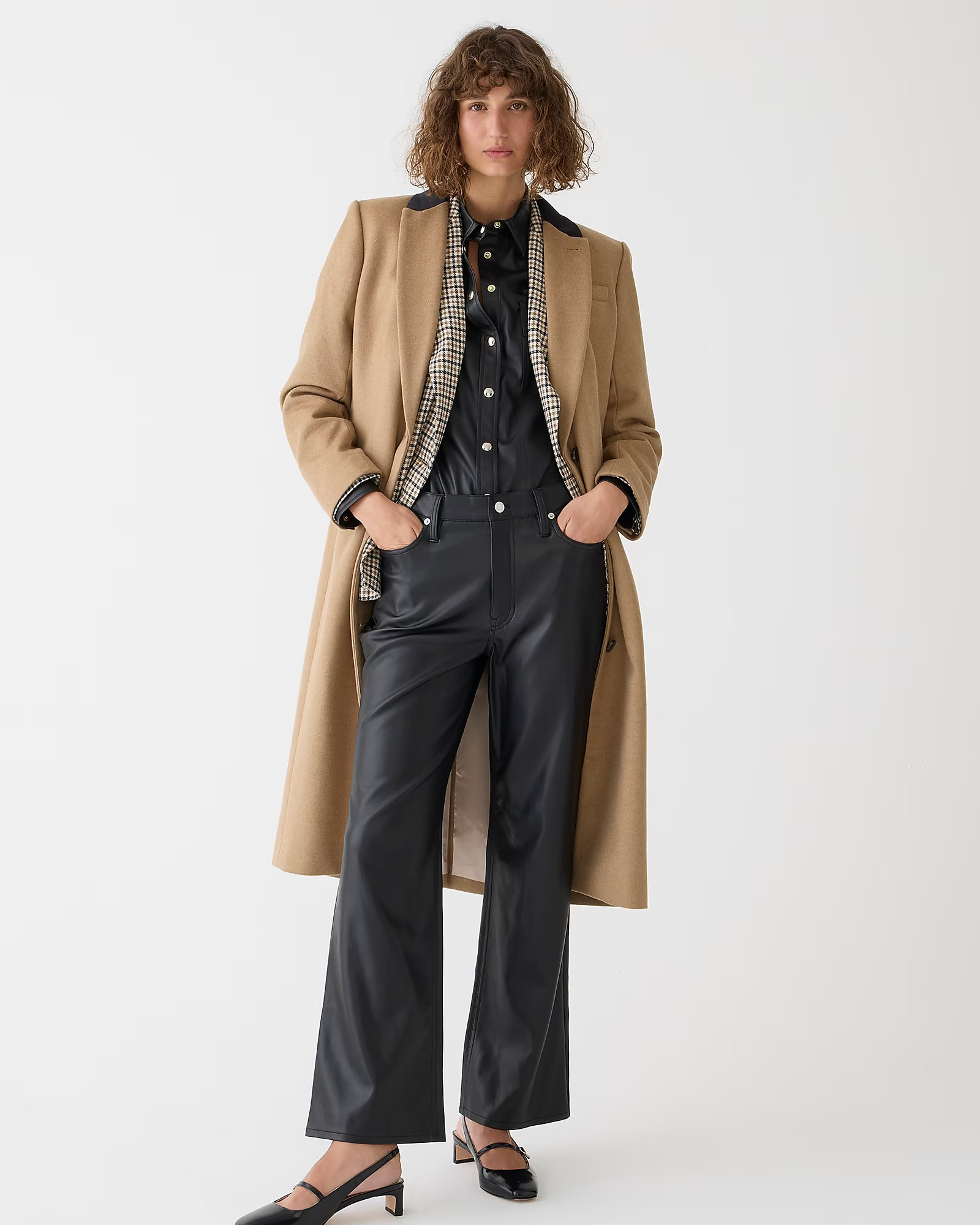 Slim wide-leg pant in faux leather | J. Crew US