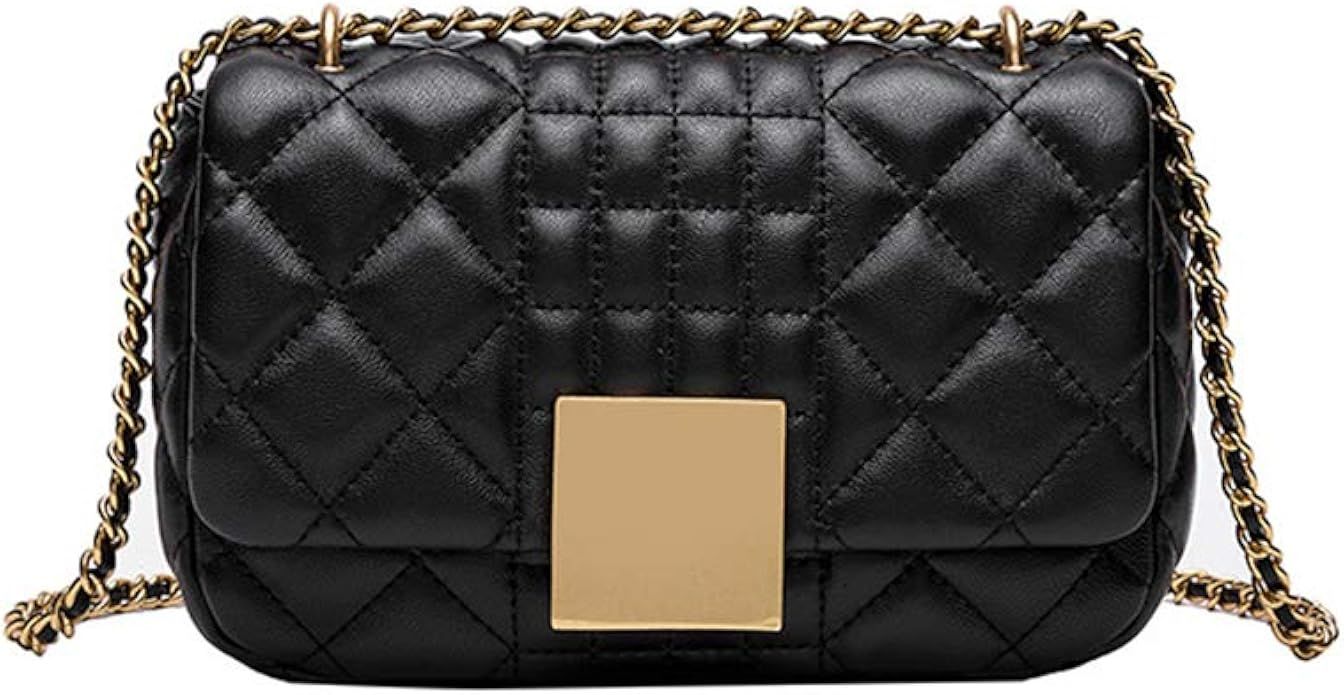 YXBQueen Women Quilted Purses and Handbags Genuine Leather Quilted Chain Purse Shoulder Bag Small... | Amazon (US)