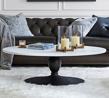 Chapman 52" Marble Oval Coffee Table | Pottery Barn (US)