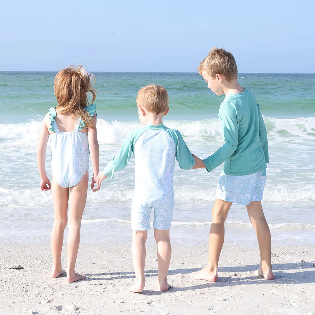 Long Sleeve Rash Guard Swim Romper Shortie | Makin' Waves | Caden Lane