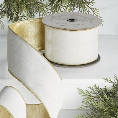 4" Lush Winter White Velvet Ribbon | Frontgate | Frontgate