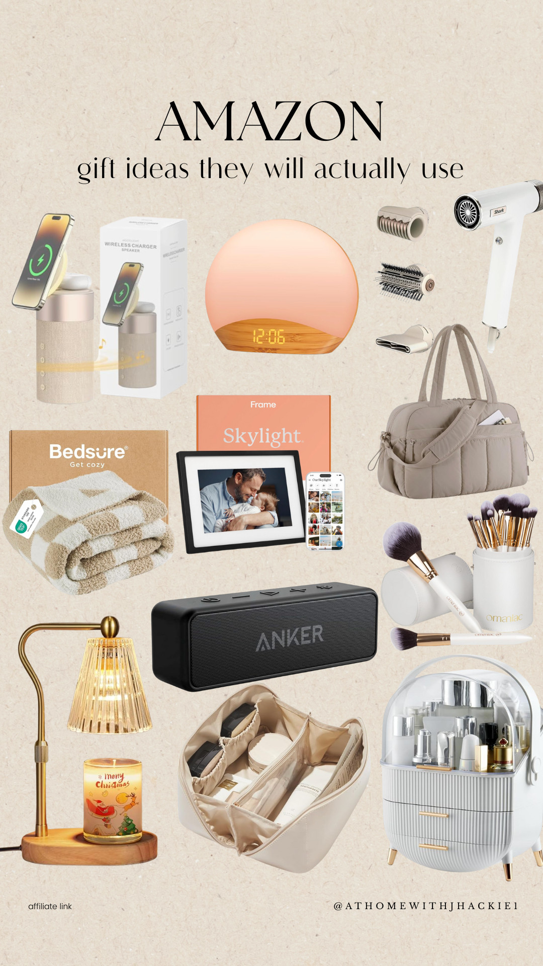 Amazon practical gifts, useful gifts amazon, gifts they will actually use, amazon home gifts, wireless charger speaker, digital sunrise clock, bedsure blanket, skylight frame, travel duffel bag, makeup brush set amazon, portable speaker amazon, vanity organizer amazon, everyday gift ideas, amazon holiday gifts 

 #LTKCyberWeek 

#LTKGiftGuide #LTKHoliday