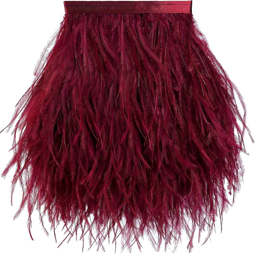 Soarer Burgundy Ostrich Feather Trim - 2Yards 5-7inch Feathers Trim Dress for DIY Sewing Clothing... | Amazon (US)