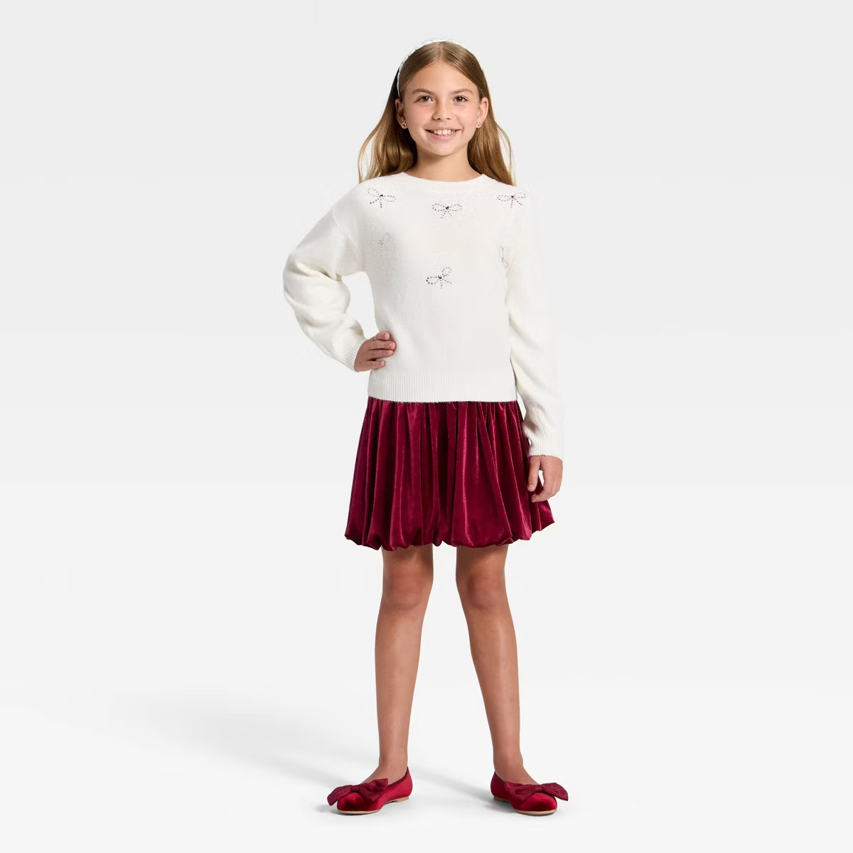 Girls' Holiday Velvet Bubble Hem Skirt - Cat & Jack™ | Target