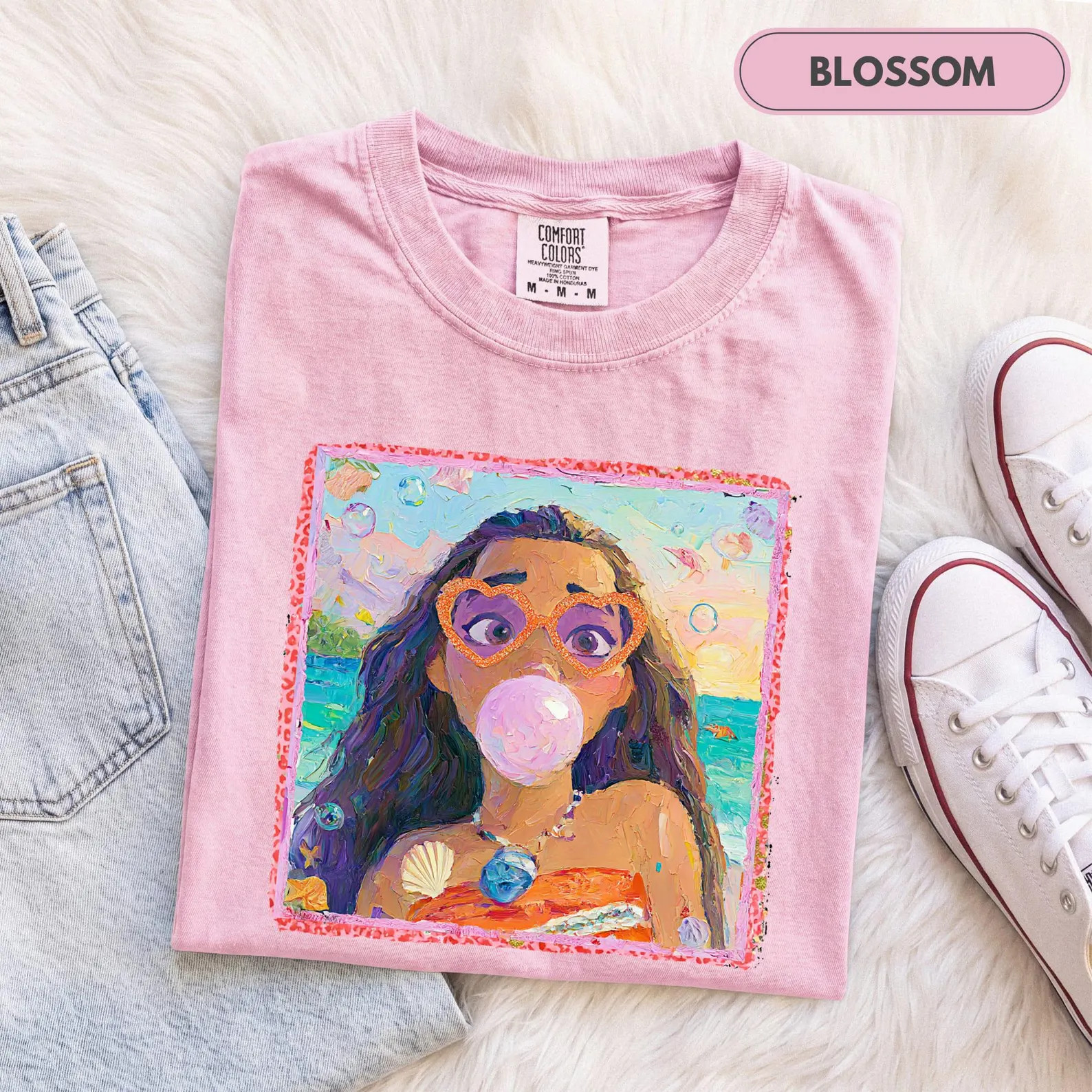 Preppy Moana Summer Shirt, Girly Disney Vacation Tee, Blowing Bubble Moana Toddler Shirt, Moana G... | Etsy (Global)
