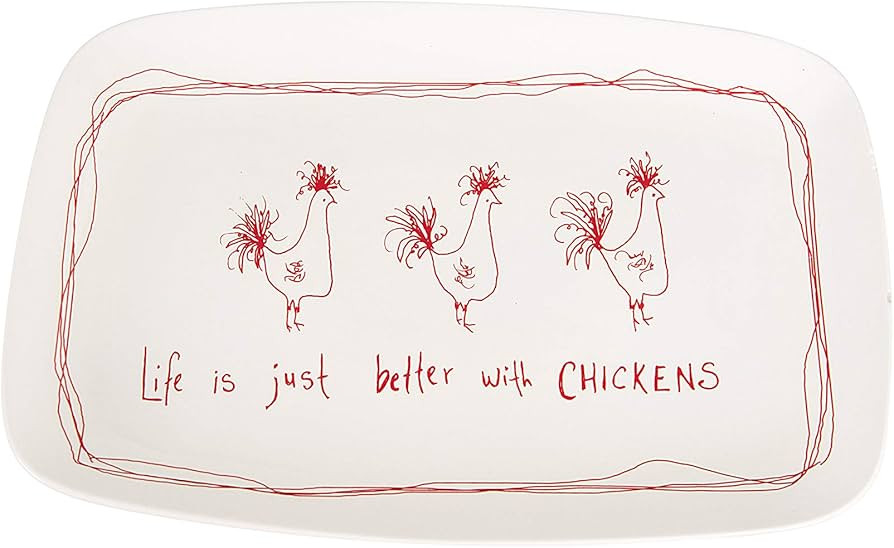 Creative Co-Op Life is Just Better with Chickens Stoneware Platter | Amazon (US)