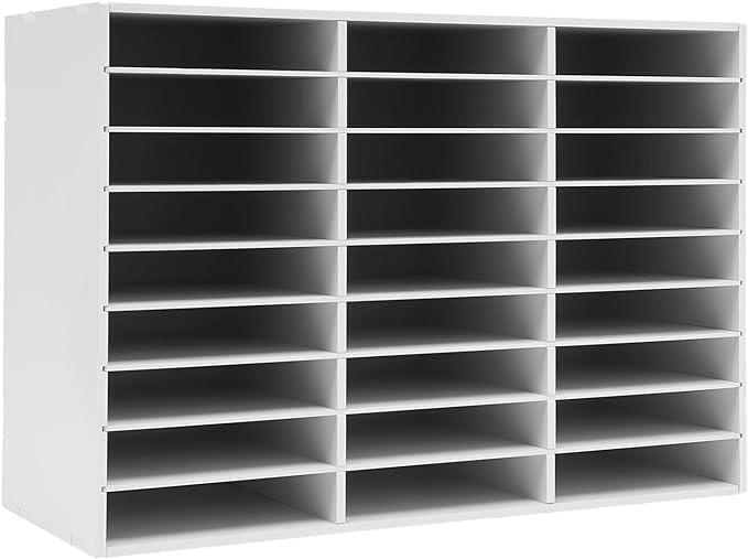 Literature Organizer, Desktop File Sorter Mail Center, Paper Storage Cabinet with 27 Slots Compar... | Amazon (US)