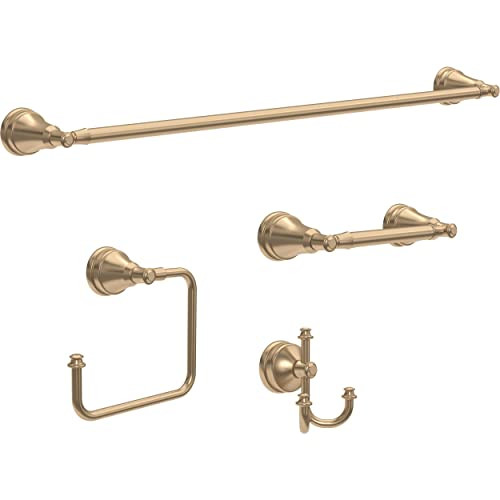 Delta Mylan 4-Piece Bathroom Set Champagne Bronze 18" Towel Rack, Toilet Paper Holder, Hand Towel Holder, Hook| Bathroom Accessory Set Towel Holder 4-Piece Hardware MYN64-CZ | Amazon (US)