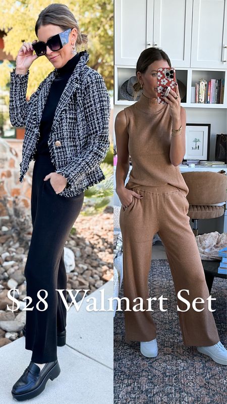 Which color do you like more in this $28 Walmart sweater set? I am loving both! I got size extra small in both, it runs true to size but size down. If you’re in between! I just want up for church and the other down for travel! @walmartfashion #walmartpartner #walmartfashion