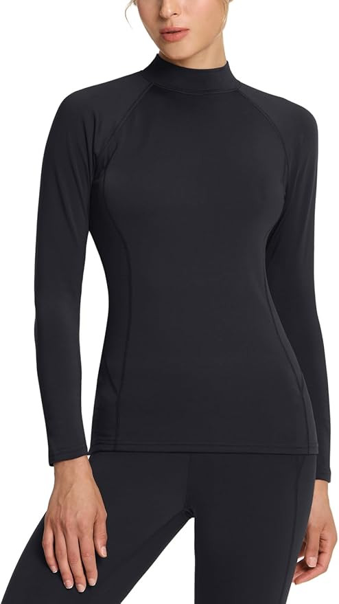 TSLA 1 or 2 Pack Women's Thermal Long Sleeve Tops, Mock Turtle & Crew Neck Shirts, Fleece Lined C... | Amazon (US)