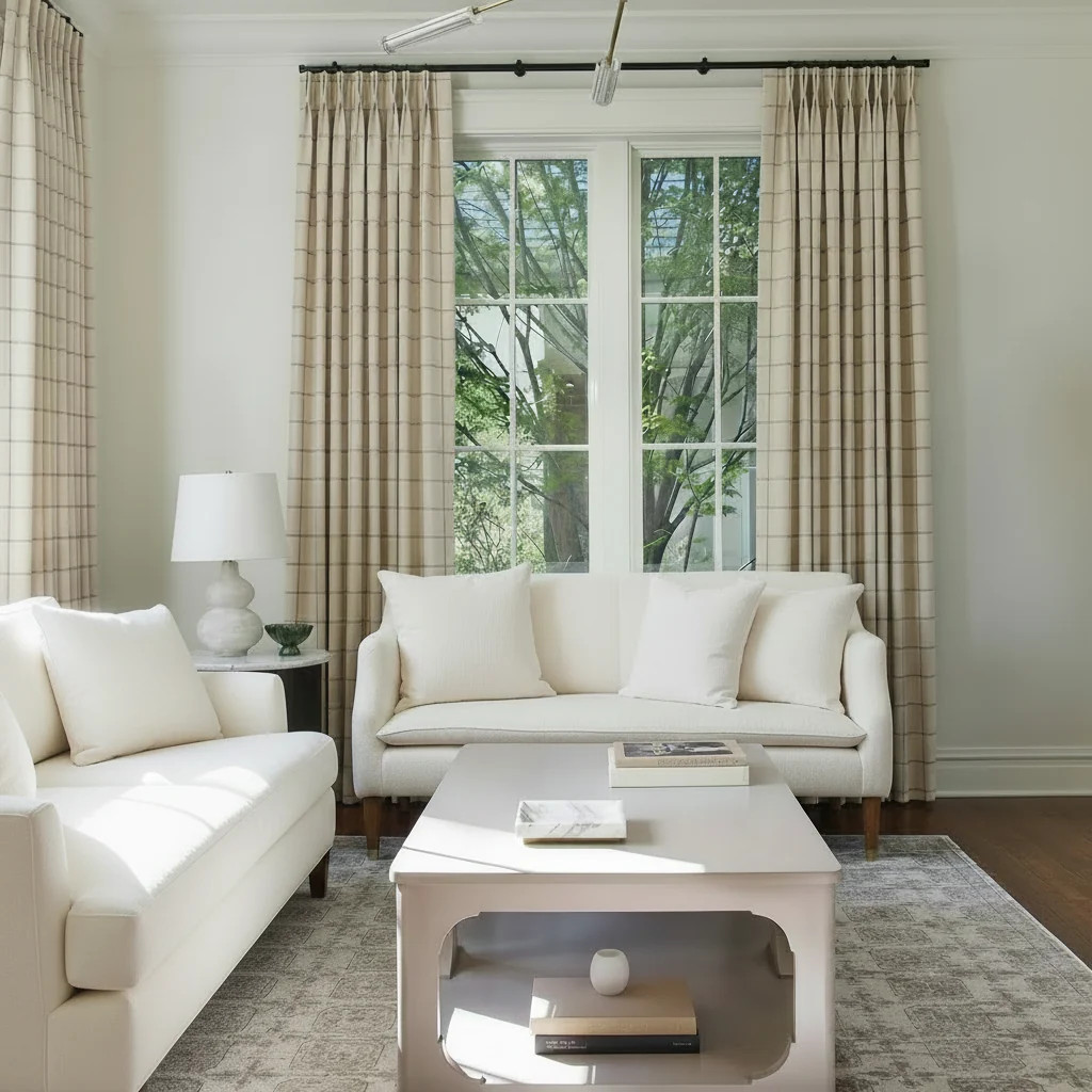 Gwen Heritage Check Wool Curtains | Curtarra