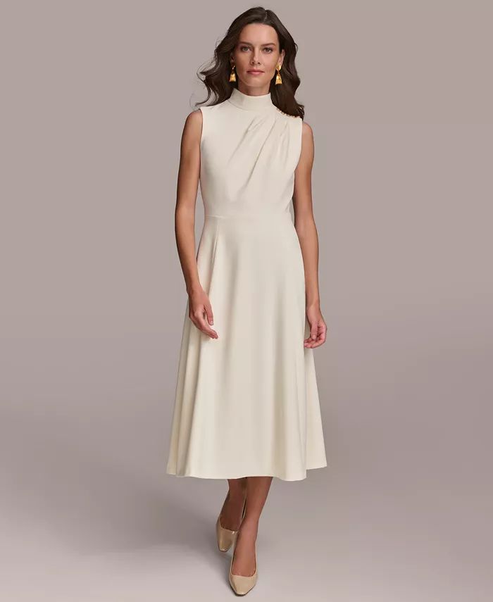 Donna Karan Women's Mock-Neck Sleeveless Midi Dress - Macy's | Macy's