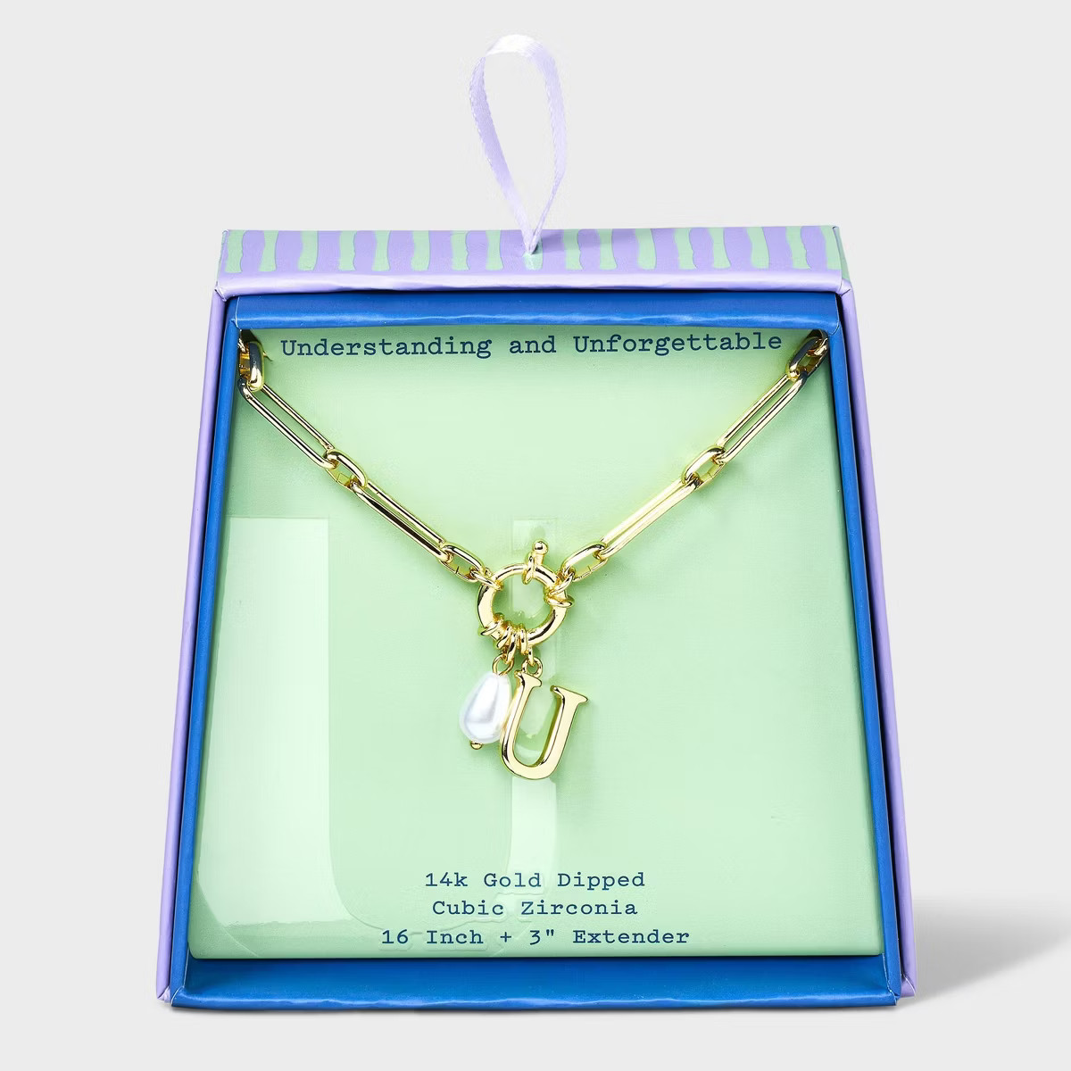 14K Gold Dipped Pearl Charm on Chain Initial Necklace - A New Day Gold | Target