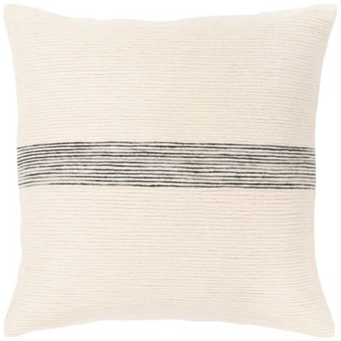 Surya Carine Cream and Black 18" Square Decorative Pillow | Lamps Plus