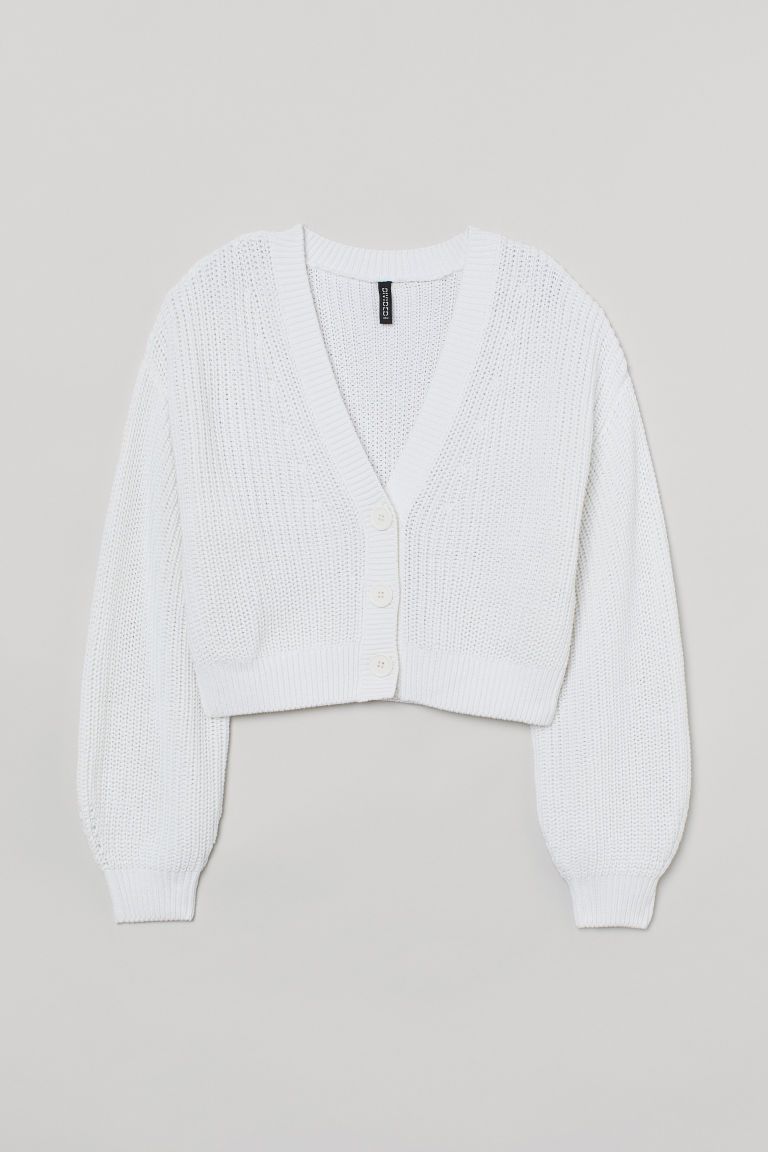 H & M - Cropped Cardigan - White | H&M (US + CA)